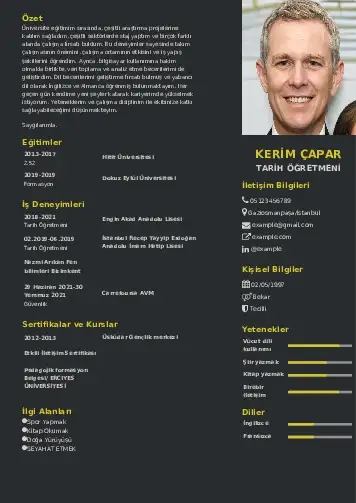 Tarih Öğretmeni Cv Örnekleri cv indir